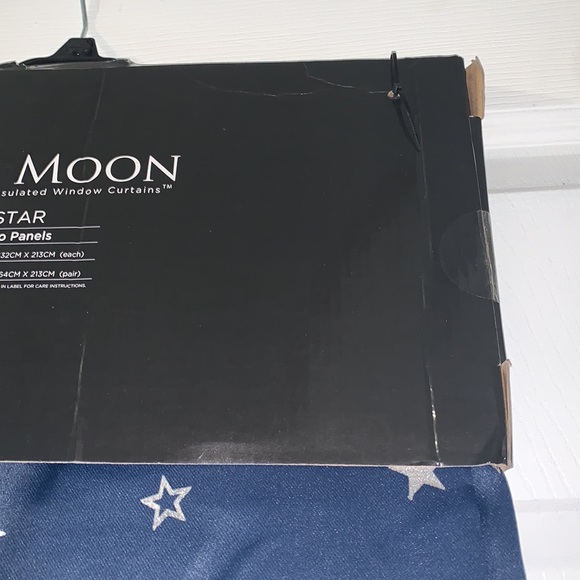 Half Moon Blue w Silver Stars 52”x84” Room Darkening  Insulated Curtains NEW - Picture 13 of 17